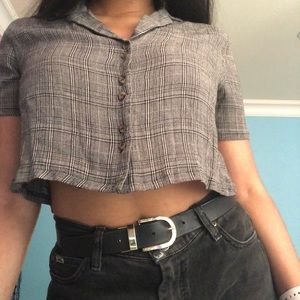Pacsun Kendall & Kylie grey checkered crop top